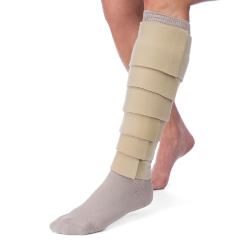 Image of JOBST FarrowWrap Basic Gradient Compression Wraps 30-40 mmHg - Adjustable - For Managing Swelling from Lymphedema and Chronic Venous Disease - Legpiece, Tan, Medium