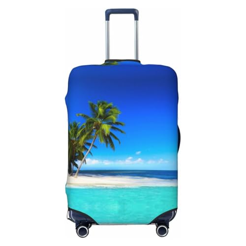 Palm Trees And Clear Sea Print Suitcase Cover Luggage Protector Washable Elastic Fashionable Travel Gear Cover
