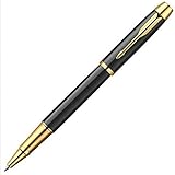Parker IM Gold Trim Rollerball Pen with Fine Nib, Gift Boxed - Black