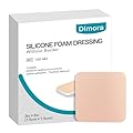Dimora Silicone Foam Dressing Without Border 10 Pack- 3"x 3" Highly Absorbent Adhesive Waterproof Bandages for Wounds, Cuttable Pads for Wound Care and Dressings