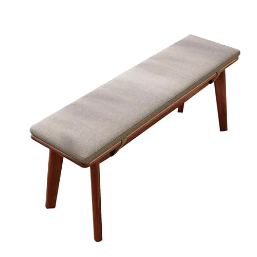 Holz-Essbank für Eingangsbereich, Bauernhaus-Stil, schmale Polsterbank für Wohnzimmer, Schlafzimmer oder Esstisch, rustikale Massivholzmöbel