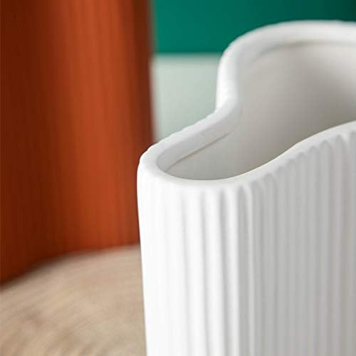 Creative Handmade Special-Shaped Vertical Ceramic Vase Modern Minimalist Crafts Interior Decoration Ornaments (White 7.1in)