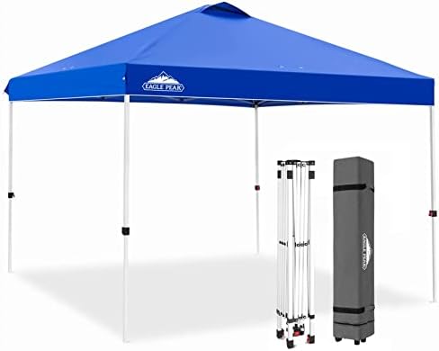 EAGLE PEAK 10x10 Pop Up Canopy Tent Instant Outdoor Canopy Easy Set Up Straight Leg Folding Shelter with 100 Square Feet of Shade, Blue