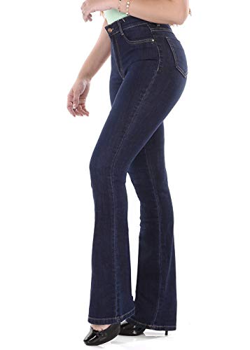 Calça Boot Cut Cintura Alta, Feminino, Sawary Jeans, Indigo, 40