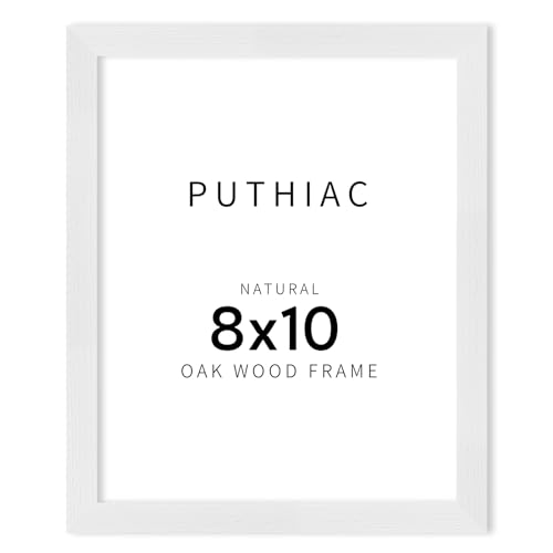 puthiac Picture Frame, White 8x10, Natural Solid Wood, 1 Pack