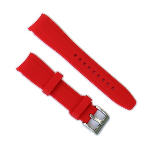 WAMD Curved End Silicone Rubber Watch Straps - 20mm, and 22mm Watch Straps for Watches. (Red, 20 mm)