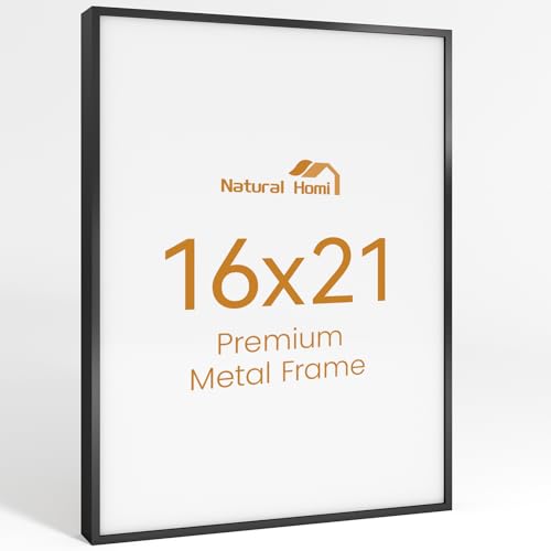 Image of 16x21 Aluminum Metal Picture Frame,Tempered Glass Black Photo Frame 16x21 for Family Photo,Posters,Art,Document to Wall Mount Horizontally or Vertically