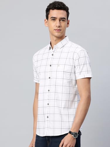 Image of Majestic Man Slim Fit Pure Cotton Half Sleeve Checked Casual Shirt