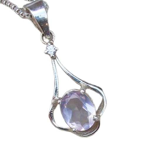 Bijou quartz rose naturel de prestige et chaîne fine 45 cm en argent sterling 925
