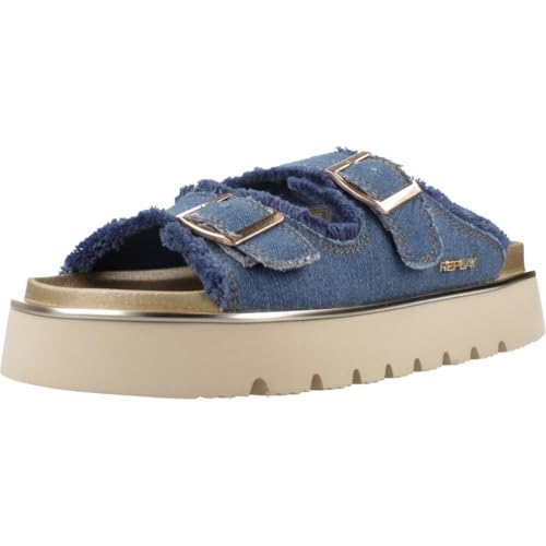 Sandale femme Replay Muddy Denim avec plateforme crantée et toile brute