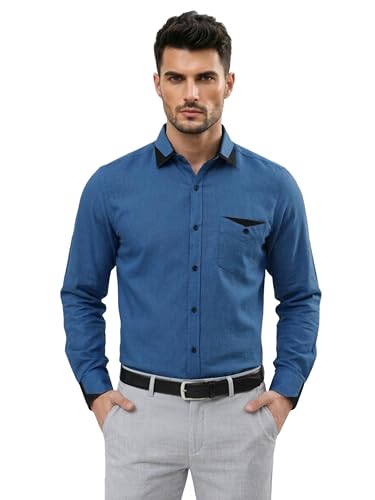 Image of TAGDO Men's Full Sleeve Shirt | Pocket Design and Spread Collar Shirt for Man (2054)
