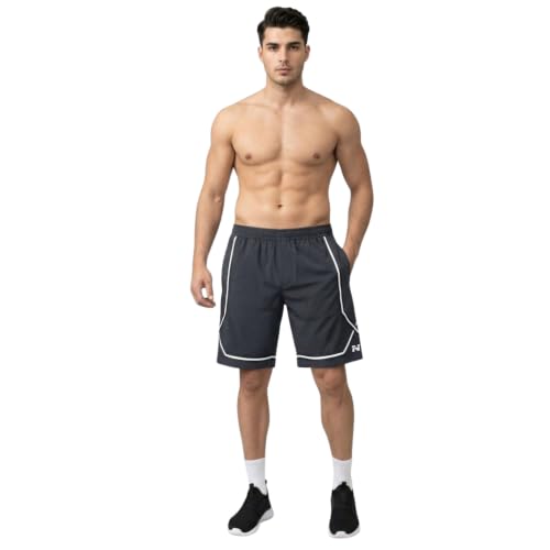 Image of NINQ Men's Sports Shorts Pack of 2 | Casual Gym Shorts with Side Zipper Pockets, Elastic Waist & Quick-Dry Comfort for Running & Workout