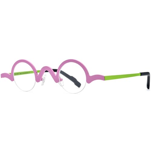 Image of FONEX Colorful Pure Titanium Glasses Frame Women Retro Round Eyeglasses