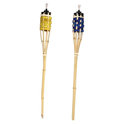 BESPORTBLE 2piezas Antorcha De Bambú Hecha Mano Para Jardín Lámpara De Aceite Decoración De Fiesta Luz De Antorcha De Bambú Para Exterior Para Celebraciones De Festival