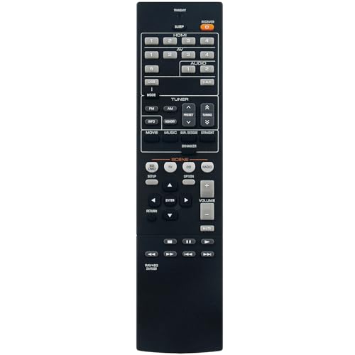 RAV463 ZA11350 Replacement Remote Control Applicable for Yamaha AV Receiver RX-V373 RX-V375 HTR-3065 HTR-3066 HT-497 YHT-399U RX-V373BL RX-V375BL HTR-3065BL HT-497BL