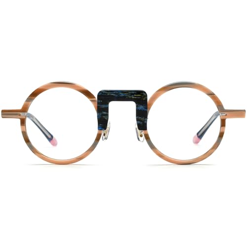 Image of HEPIDEM Multicolor Acetate Glasses Frame Men Women Round Eyeglasses Optical Spectacles 9377