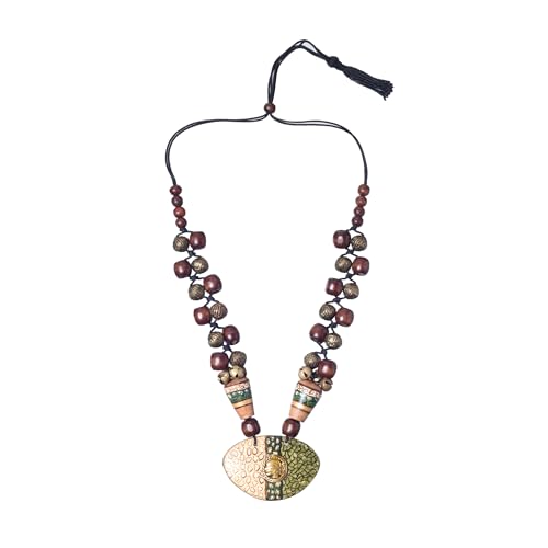 Image of Handcrafted Tribal Dhokra & Floral Charm Necklace Collection | Artisan Brass, Glass & Contemporary Statement Necklaces for Women | Ethnic, Elegant & Artistic Jewelry