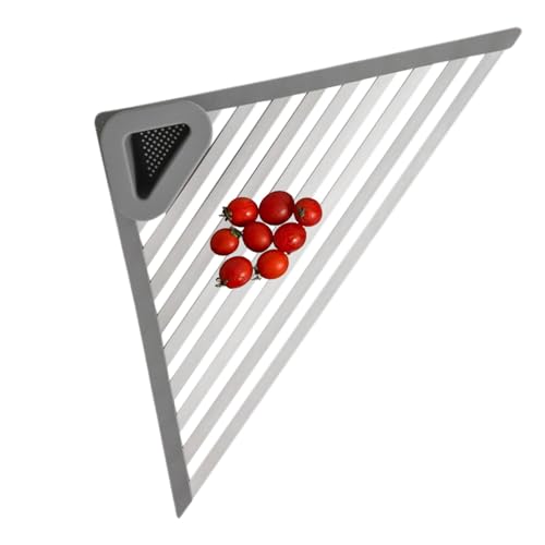 Estante de secado de fregadero, estante de esquina para fregadero, organizador de fregadero, estante de secado triangular, escurridor de fregadero, organizador de cocina para cuencos, verduras, platos