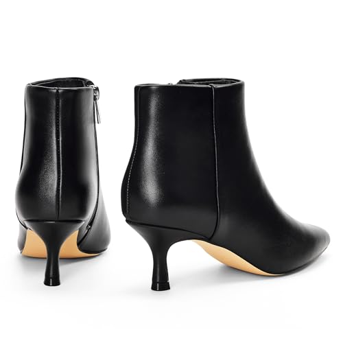 GENSHUO Kitten Heel Ankle Boots for Women Closed Little Square Toe Booties 2 Inch Heels Elegant Side Zipper Low Boots Fashion Party Fall Shoes3