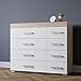 Price comparison product image DRP Trading White & Sonoma Oak 4+4 Drawer Chest, Bedside Drawers, Ample Storage, Elegant Décor, Ideal for Bedroom Organisation, White Drawers, Silver Covered Handle, Easy to Assemble