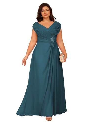 Image of Clothfun Simple V Neck Mother of The Bride Dresses Lace Appliques Chiffon Sleeveless Mother of The Groom Dress CYN014