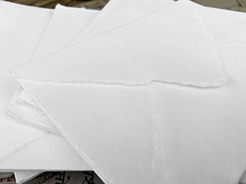 Wanderings Handmade White Deckle Edge Envelope, 6.25x9.25 / 15x23 cm Package of 25 - Image 4
