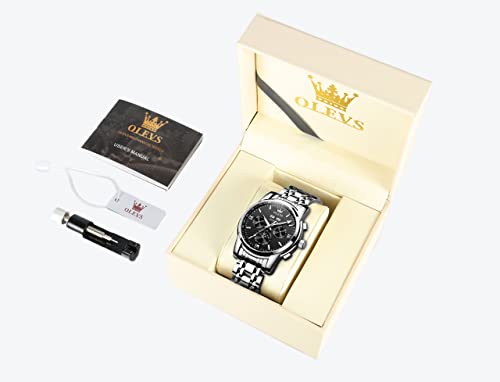 Image of OLEVS Automatic Men Watch Self Winding Mechanical Luxury Dress Moon Phase Stainless Steel Waterproof Luminous Calendar Wrist Watch