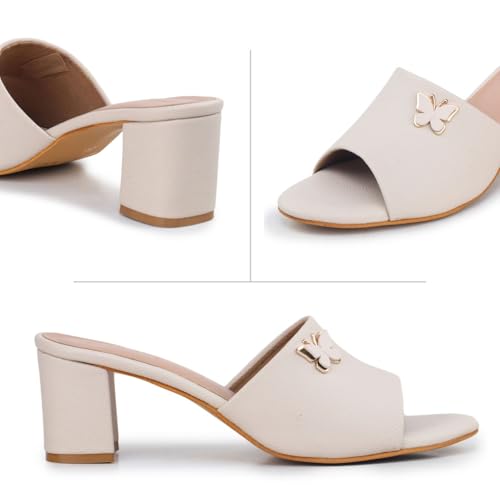Image of TRASE Women's Slip-On Block Heels Sandals| Fashionable Sandals for Women & Girls | Light weight, Soft Footbed, Comfortable & Stylish - (47068)