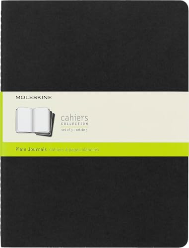 Moleskine - Cahier Journal, Set de 3 Cuadernos con Páginas Blancas, Cubierta de Cartón, Tamaño Extra Grande 19 x 25 cm, Color Negro, 120 Páginas