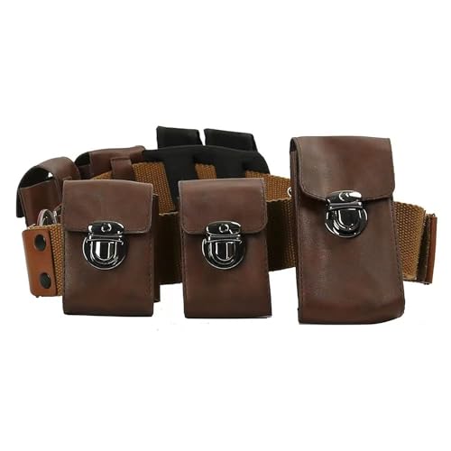 Adult Men Wade Costume Belt with Pouches Bag Brown Leather Adjustable Waist Belts Halloween Cosplay Props (Medium)3