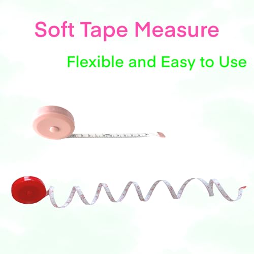 6 Pack Tape Measure Retractable Measuring Tape for Body Sewing Tailor Craft Cloth 60 Inch/ 150cm, Double Scale Soft Measurements (Green Pink Blue Red Yellow Dark Blue)