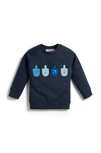 MONICA + ANDY Embroidered Crewneck Sweatshirt Size 4T Hanukkah Dreidels 100% Organic Cotton Clothes for Girls & Boys Sustainable Super Soft Fabric Sizes for Kids Toddler & Infant
