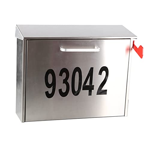 Image of Wall Mount Locking Mailbox with Code Lock - Large Capacity Security Password Metal Lock Mailbox - Waterproof Stainless Steel Vertical Drop Mail Box Outdoor