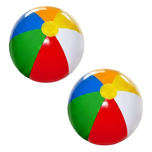SHATCHI 2 Pcs 16 Inch Inflatable Rainbow Beach Ball Multicolour Blow Up Pool Toy for Swimming Pool Parties Summer Outdoor Water Games Holiday Beach Play Garden Fun and Pool Party Decoration