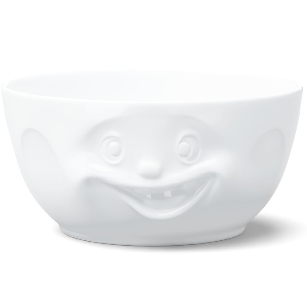 FIFTYEIGHT PRODUCTS TASSEN Big Porcelain Serving Bowl, Out of Control Face Edition, 87.5 oz. White (Single Bowl)