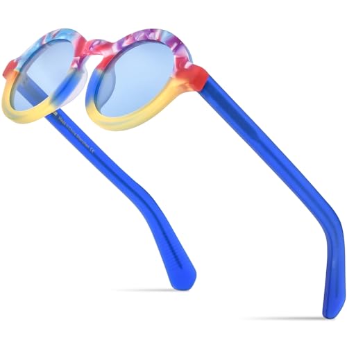 Image of HEPIDEM Matte Acetate Vintage Retro Round Polarized Sunglasses for Women 9270T