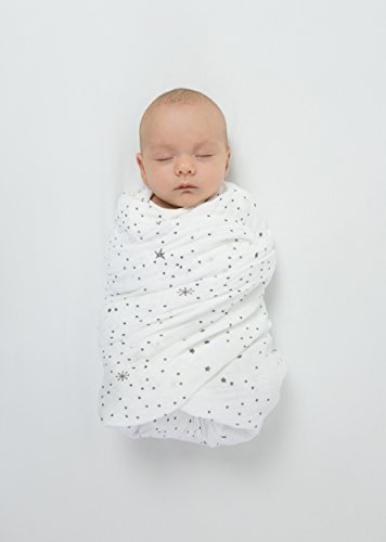 Image of Amazing Baby Muslin Swaddle Blankets for Baby, Newborn Receiving Blanket, 100% Cotton Swaddle Wrap, XLarge, 46 x 46 inches, Milestone Blankets, Set of 3, Love You to The Moon, Soft Black