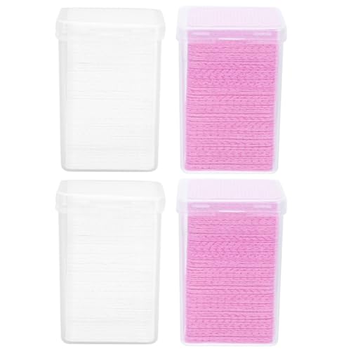 ULTECHNOVO Toallitas Limpiadoras para Extensiones de Pestañas, Removedor de Residuos de Pegamento, Discos de Algodón Compactos, 200 Unidades (4 Cajas), Color Rosa, Ideales para Limpieza