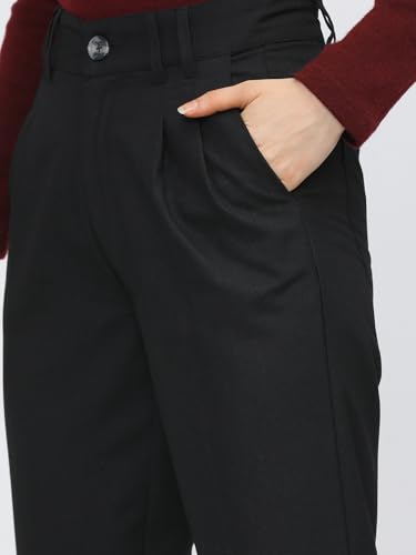 Image of Tokyo Talkies Women's Tapered Fit Regular Trousers | Stretchable Trousers| Mid-Rise