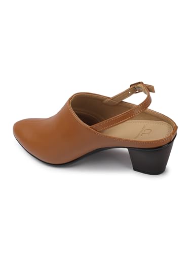 Image of Carlton London Women Comfortable Block Heel Round Toe Fashion Mule Shoes with Backstrap for Office, Casual and Formal Use