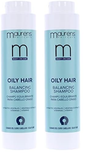 Maurens, Champú Equilibrante para Cabello Graso, con Extractos Vegetales y Vitaminas. Combate y regula la producción de grasa. Con Azufre, Bardana y Romero. 400ml (Paquete de 2)