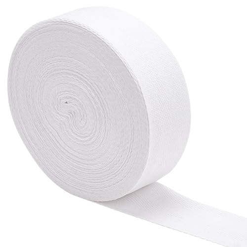 FINGERINSPIRE 20m/21.87yards Cotton Herringbone Twill Tape Trim 40mm Wide White Twill Tape Ribbon Herringbone Ribbon Use for Sewing Craft Webbing Tape Binding Tape for DIY Garment Accessories