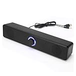 Jectse USB Computer Speakers, HiFi Sound Desktop Sound Bar, Gaming Mini Sound Bar External Speaker with Volume Knob, 3.5mm Wired PC Speakers for PC Laptop Tablet for PS5