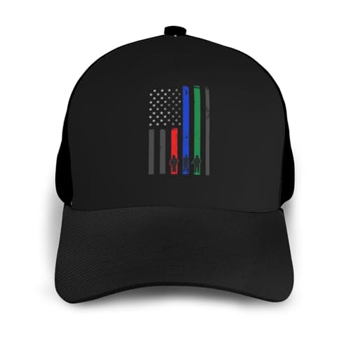 U Thin Blue Red Green Line Unisex Classic Adjustable Curved Brim Baseball Cap, Trucker Hat3