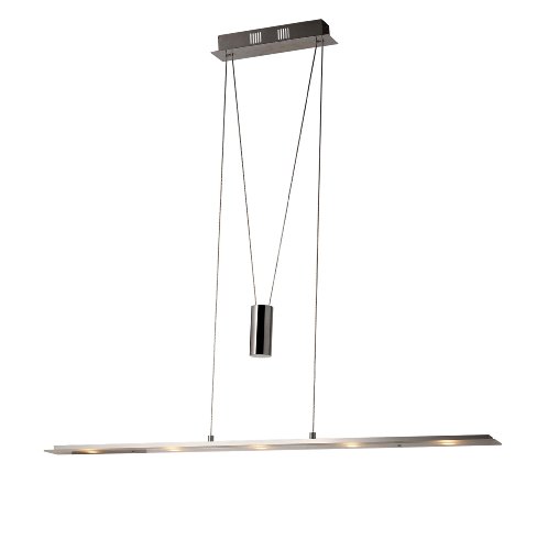 Preisvergleich Produktbild LED 5x5W Pendelleuchte SD8095-05A höhenverstellbar Hängeleuchte in chrom,Glas weiß satiniert, Länge 100cm,Breite 10cm Höhe 150cm 3000k warmweiß LED