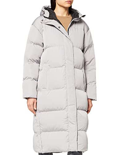 Superdry Womens Studios Longline Duvet Down Coat, Flat Grey, XL