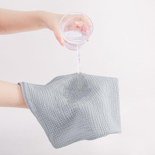 Susurration Mulltücher Baby Spucktücher,5er-Pack 100% Baumwolle Spucktücher Baby für Jungen und Mädchen, Weich, Atmungsaktiv und Extrem Saugfähig Musselin 60x60cm (Blauer Druck) 5