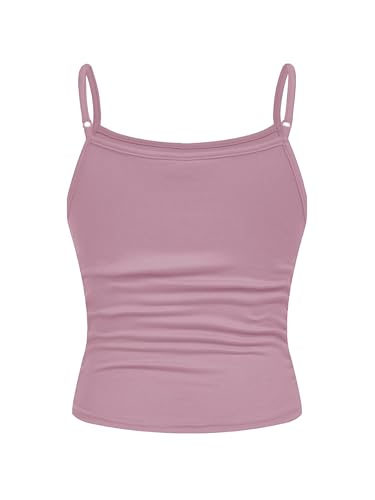 Image of SOLY HUX Girl's Tank Tops 3 Packs Cute Ruched Spaghetti Strap Camisole Slim Fit Undershirts