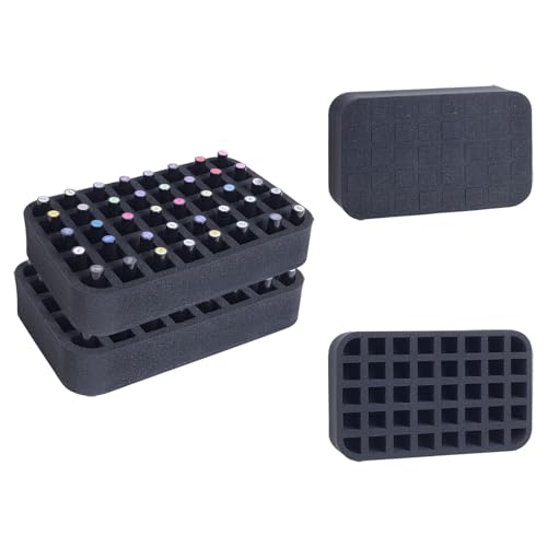 Image of 2 Pack Nail Polish Organizer Holder Foam Pad with Slots for Storage 80 Bottles (15ml /0.5fl.oz) Nail Polish or Essential Oil Tray for Drawers Black