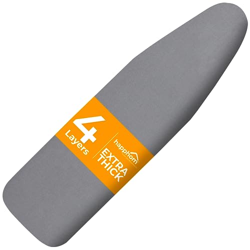 Image of Ironing Board Cover and Pad Extra Thick Heavy Duty Padded 4 Layers, Silver Coated Ironing Board Cover, Non Stick Scorch and Stain Resistant Standard Size 15x54 Inches